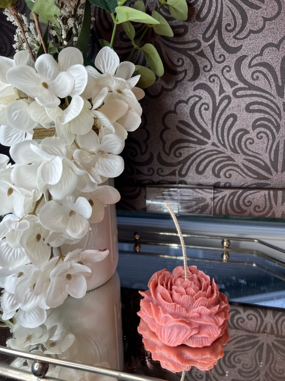 Elegant Coral Flower Scented Candle - Home Accents
